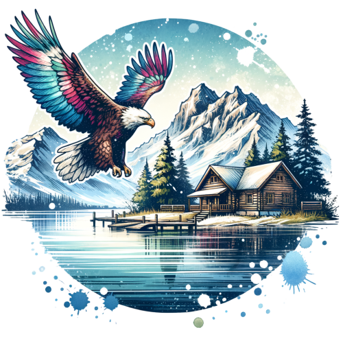 (224-04-B) Lake Landscape Eagle