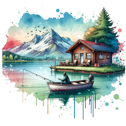 (224-04-C) Lake Landscape Fishing