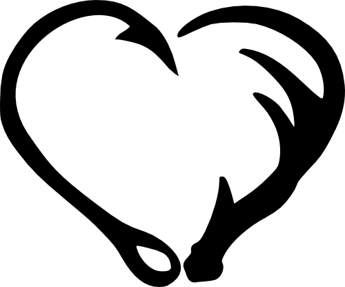 (s224-1J) Fishhook Deer Antler Heart