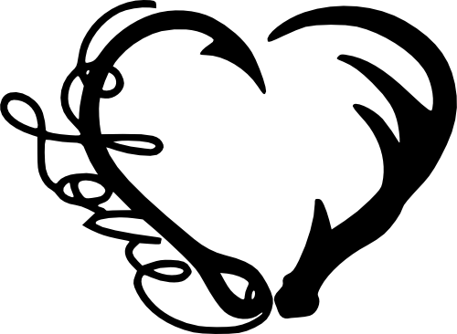 (s224-M) Fish Hook Deer Antler Love