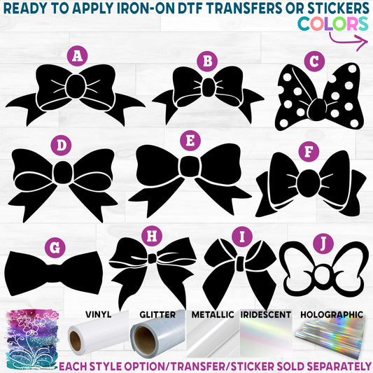 (s225-1) Polka Dot Bow Tie Bows Printed Heat Transfer or Sticker