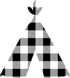 (s228-1-L) Teepee Red, Green, Blue White Black Buffalo Plaid