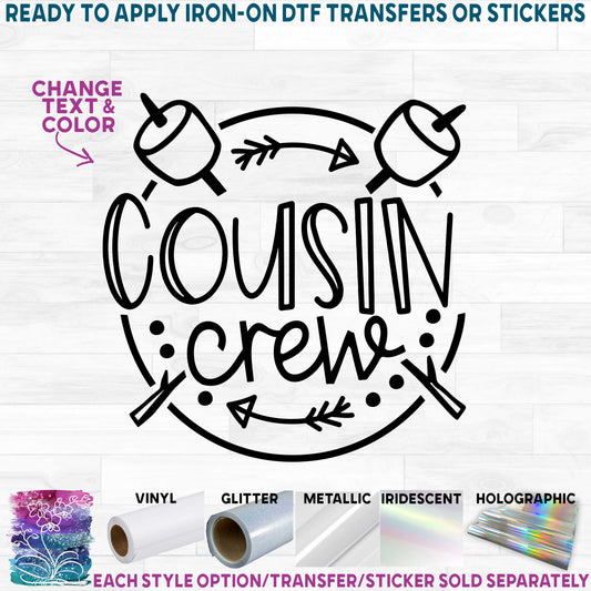 (s228-3I) Cousin Crew Cousins Camp Tribe Custom Text Marshmallows Marshmallow Sticks Custom Text