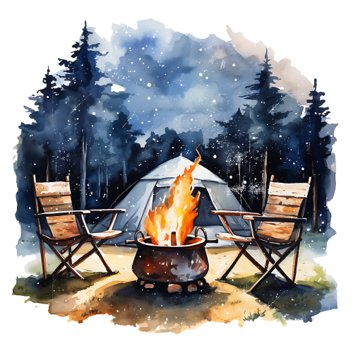 (228-07-1T) Tent Campfire Landscape