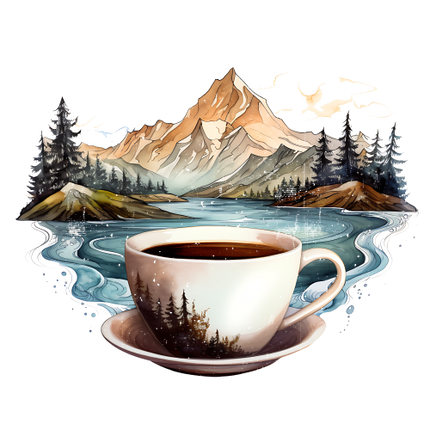 (228-07-2H) Mountains Coffee Cup Landscape