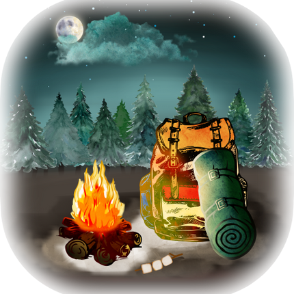 (228-07-2O) Backpack Campfire Landscape