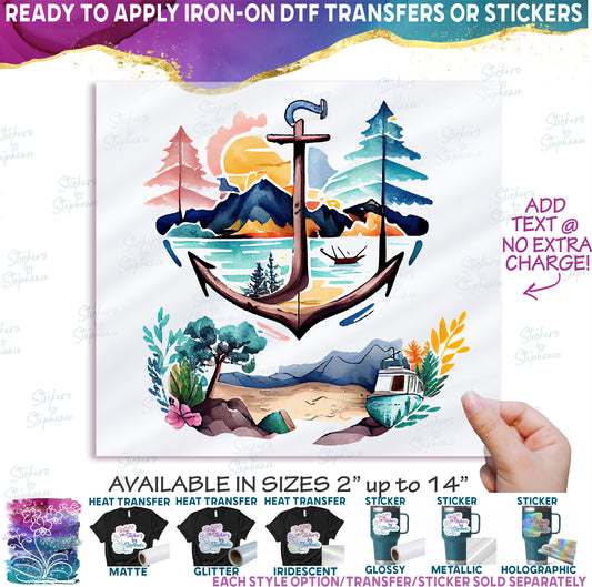 (s228-7-J) Anchor Lake Watercolor Scene