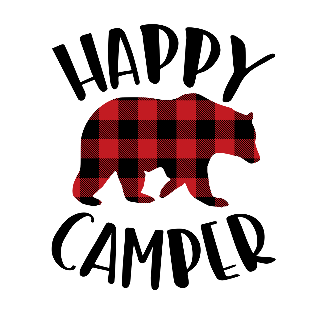 (s228-6O) Happy Camper Teepee Bear Campfire