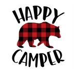 (s228-6O) Happy Camper Teepee Bear Campfire