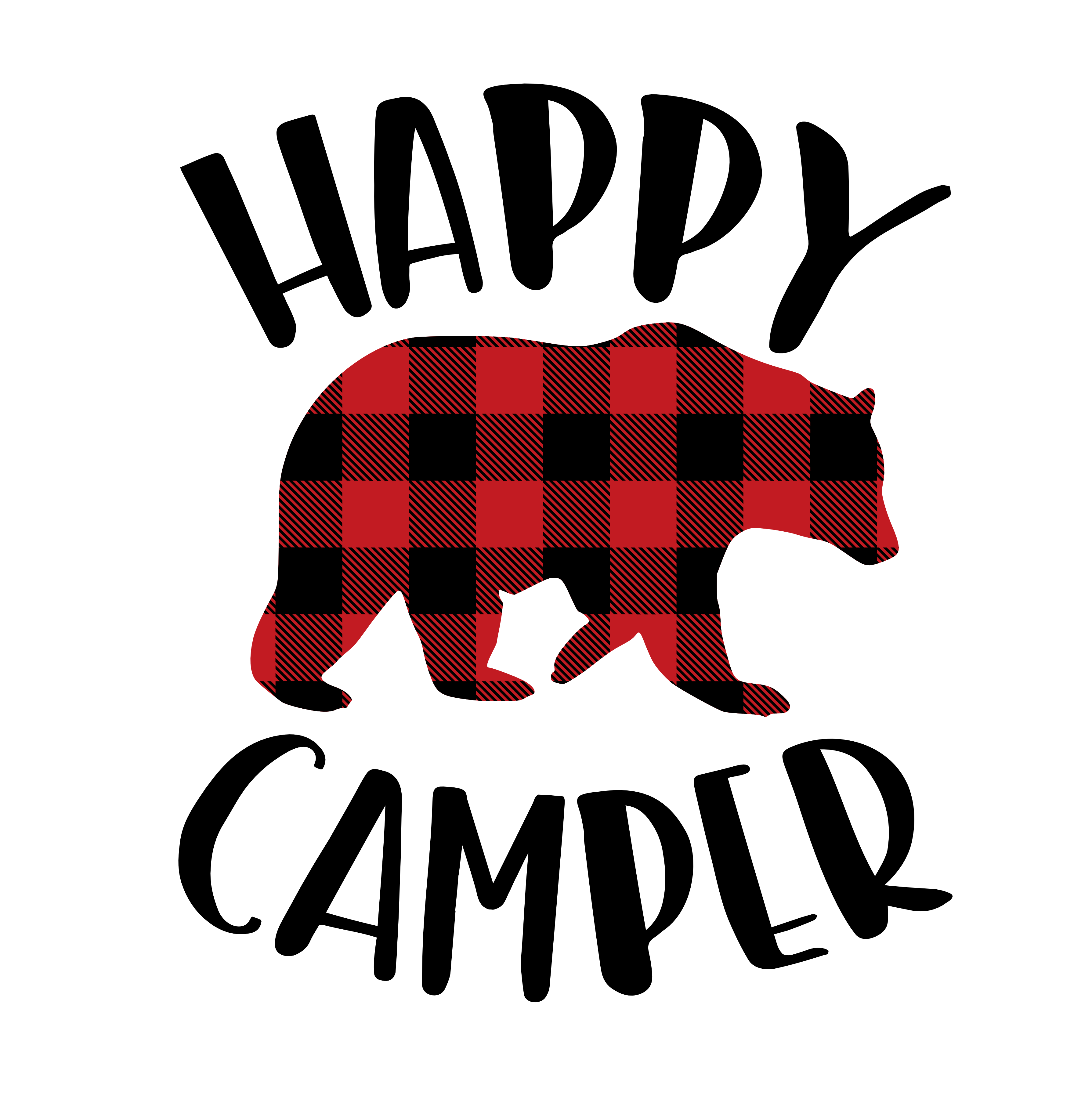 (s228-6O) Happy Camper Teepee Bear Campfire