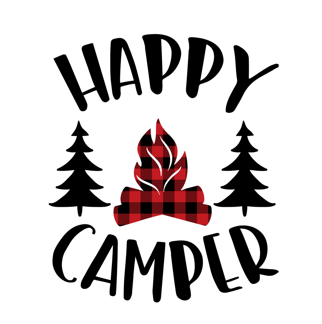 (s228-6O) Happy Camper Teepee Bear Campfire