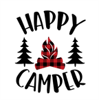 (s228-6O) Happy Camper Teepee Bear Campfire
