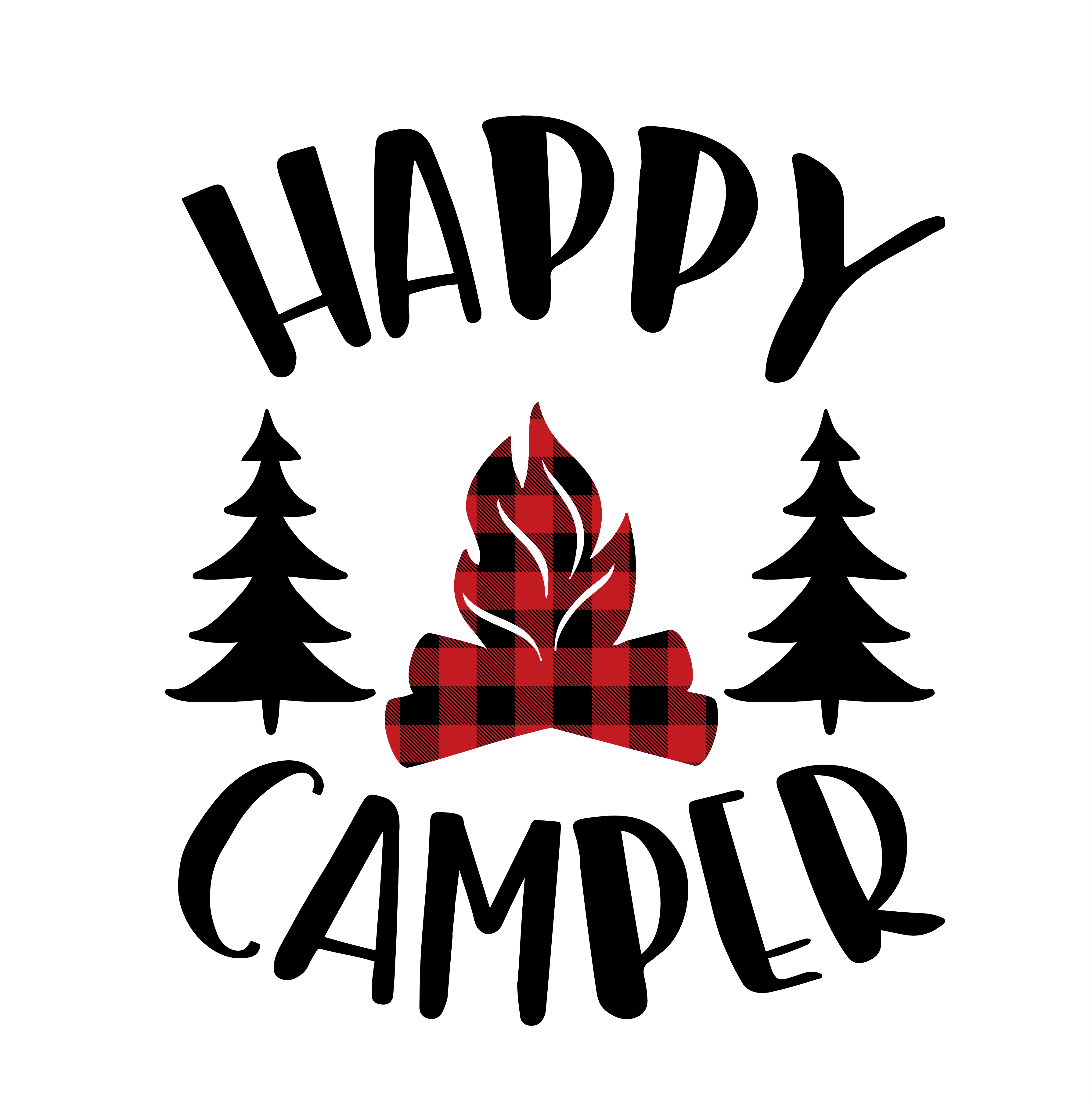 (s228-6O) Happy Camper Teepee Bear Campfire