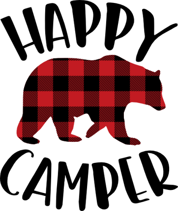 (228-06-O) Happy Camper Buffalo Plaid Bear