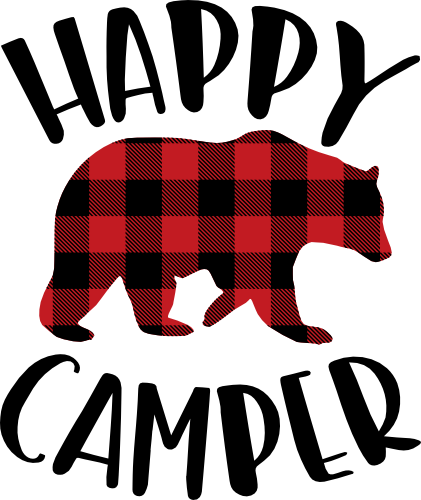(228-06-O) Happy Camper Buffalo Plaid Bear