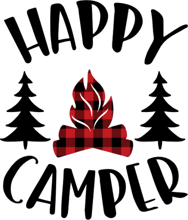 (228-06-O) Happy Camper Buffalo Plaid Campfire