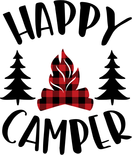 (228-06-O) Happy Camper Buffalo Plaid Campfire