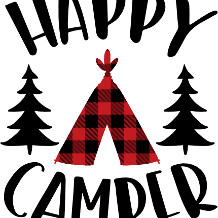 (228-06-O) Happy Camper Buffalo Plaid Teepee