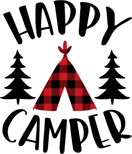 (228-06-O) Happy Camper Buffalo Plaid Teepee