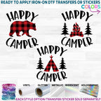 (s228-6O) Happy Camper Teepee Bear Campfire
