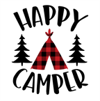 (s228-6O) Happy Camper Teepee Bear Campfire