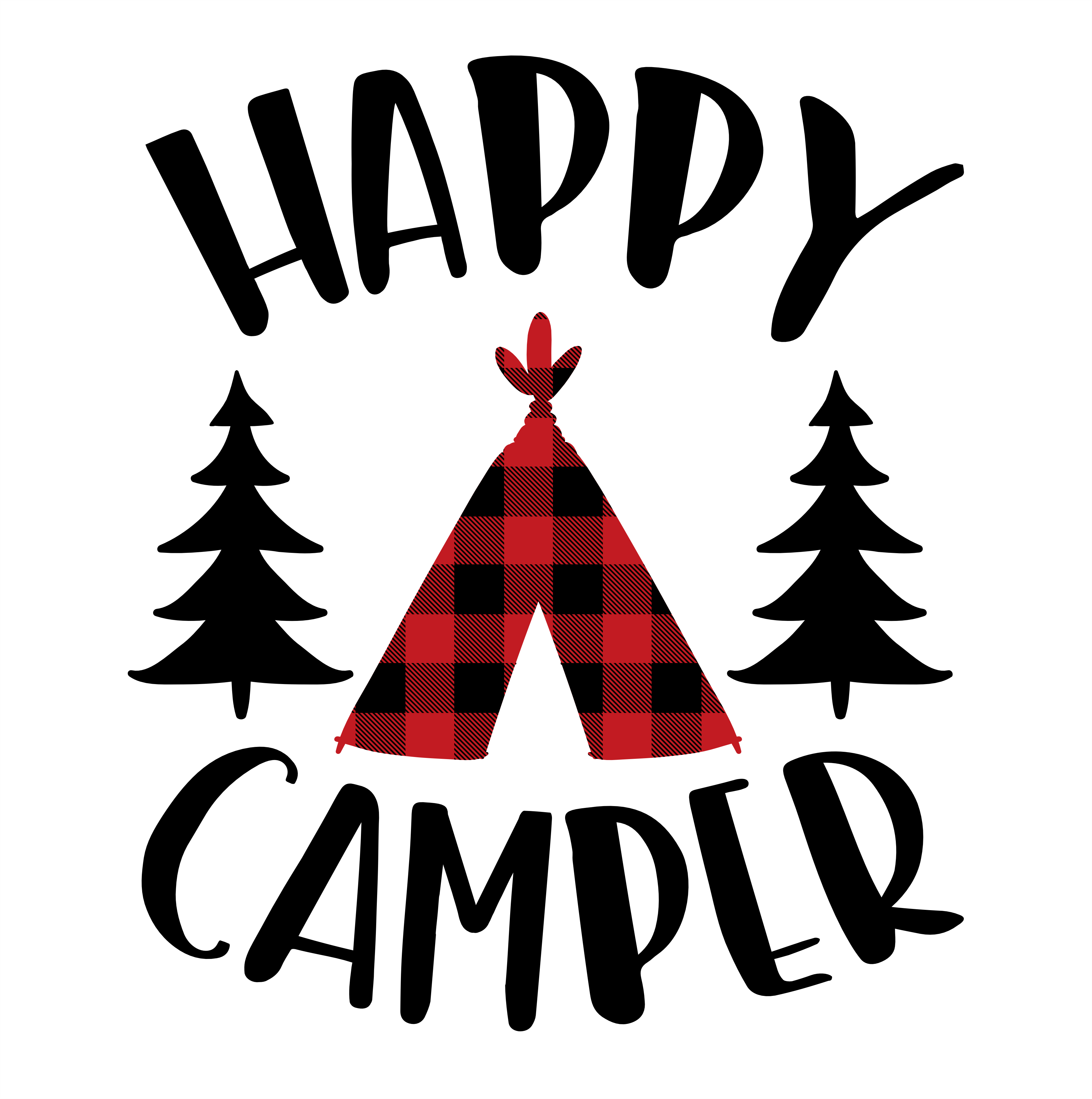(s228-6O) Happy Camper Teepee Bear Campfire