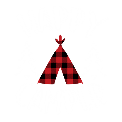 (s228-6O) Happy Camper Teepee Bear Campfire