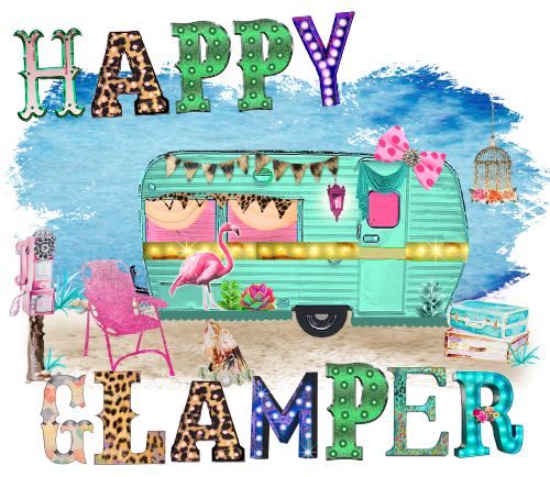 (s228-4U2) Happy Glamper Watercolor Boho Camper