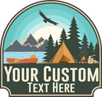 (s228-2M2) Mountains Lake Camper Camping Custom Text