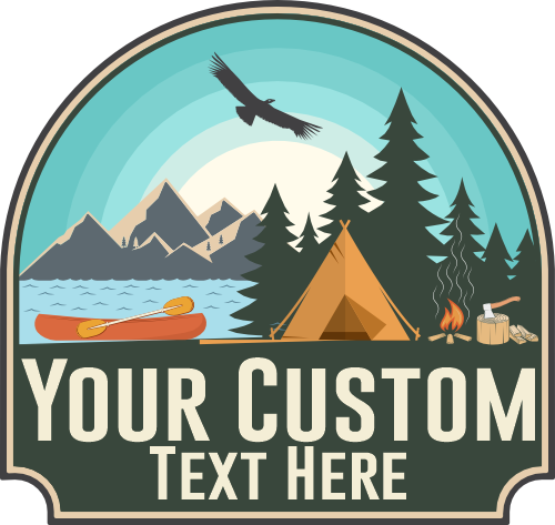 (228-02-M2) Mountains Lake Camping Custom Text