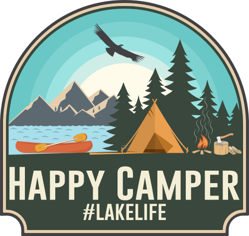 (s228-2M2) Mountains Lake Camper Camping Custom Text