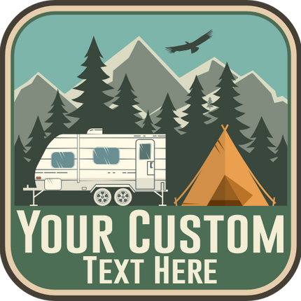 (228-02-S2) Camper Tent Camping Custom Text