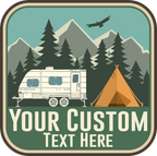 (s228-2S2) Mountains Lake Camper Camping Custom Text