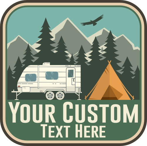 (s228-2S2) Mountains Lake Camper Camping Custom Text