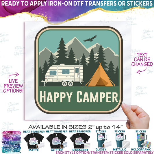 (s228-2S2) Mountains Lake Camper Camping Custom Text