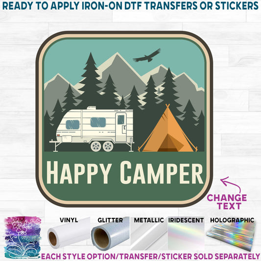 (s228-2S2) Mountains Lake Camper Camping Custom Text