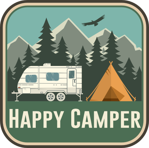 (s228-2S2) Mountains Lake Camper Camping Custom Text