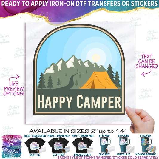 (s228-2U2) Mountains Lake Camper Camping Custom Text
