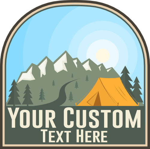 (228-02-U2) Mountains Lake Camping Custom Text