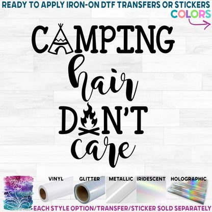 (s228-4K) Camping Hair Don't Care, Tent or Teepee