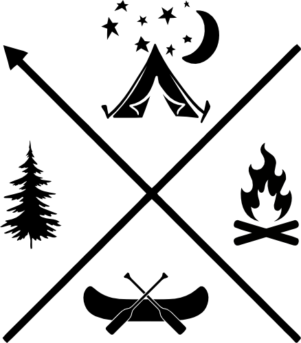 (228-04-D) Camping Logo Arrows Tent Campfire Canoe