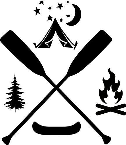 (228-04-E) Camping Logo Tent Campfire Canoe Paddles