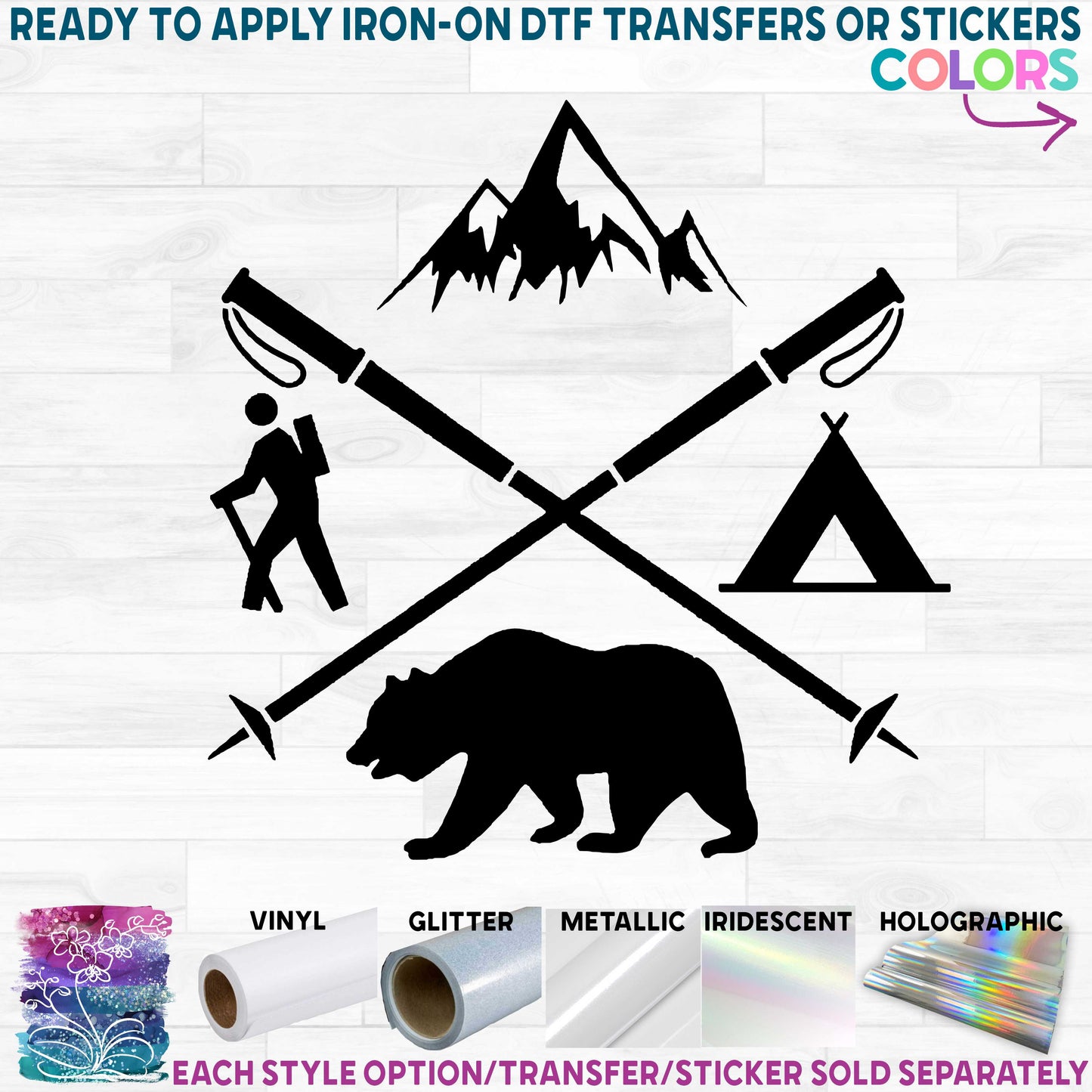 (s228-4F) Hiking Logo Bear Tent Poles Hiker