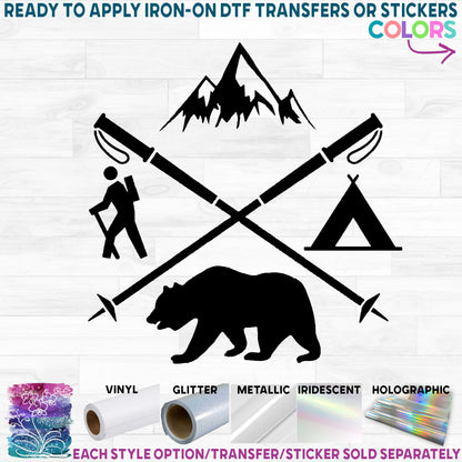 (s228-4F) Hiking Logo Bear Tent Poles Hiker