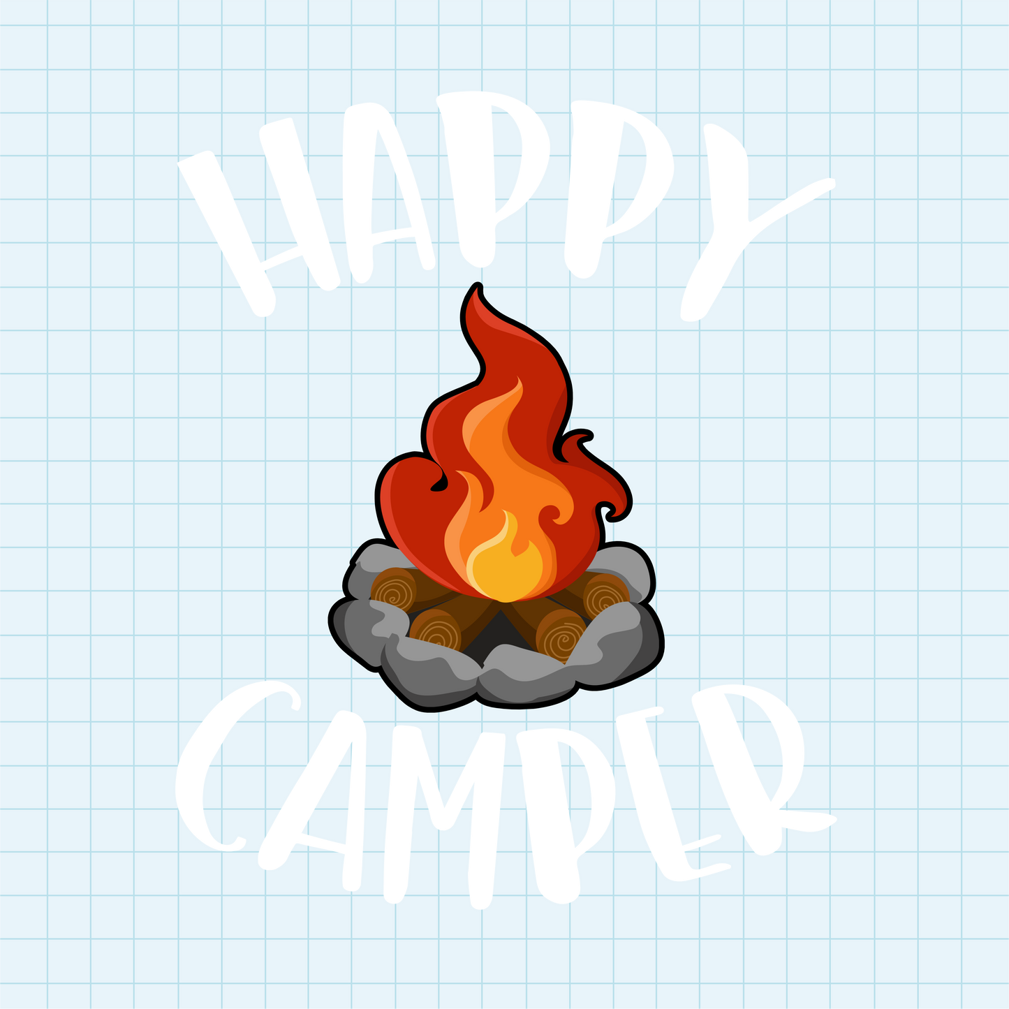 (s228-6U) Happy Camper Full Color Print Campfire