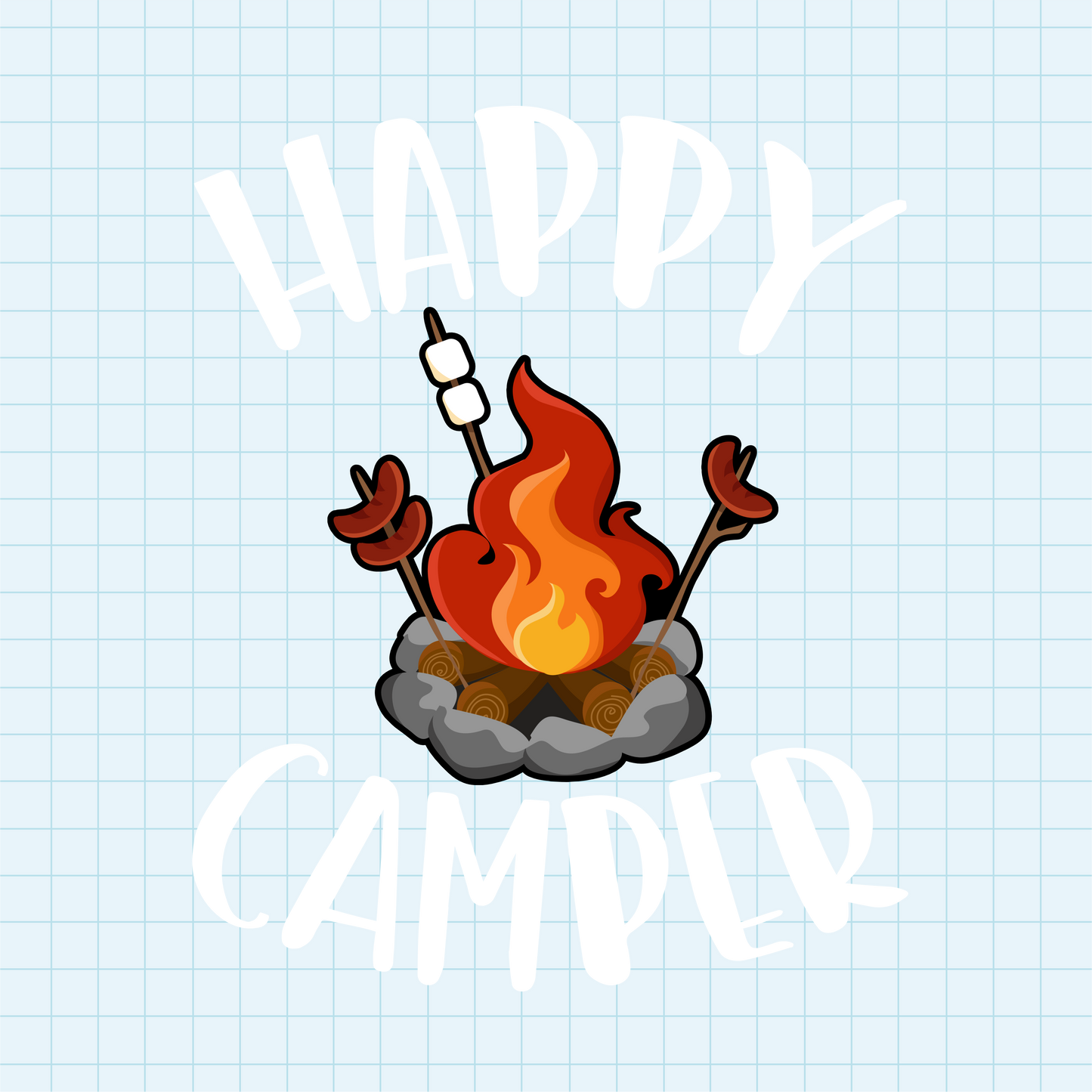 (s228-6U) Happy Camper Full Color Print Campfire