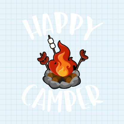 (s228-6U) Happy Camper Full Color Print Campfire