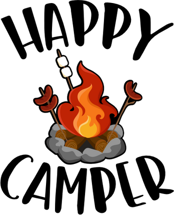 (228-06-U2) Happy Camper Full Color Print Campfire