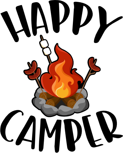 (s228-6U) Happy Camper Full Color Print Campfire