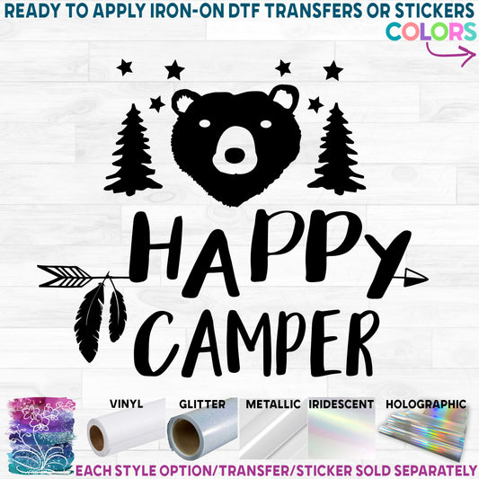 (s228-6K) Happy Camper Bear Printed